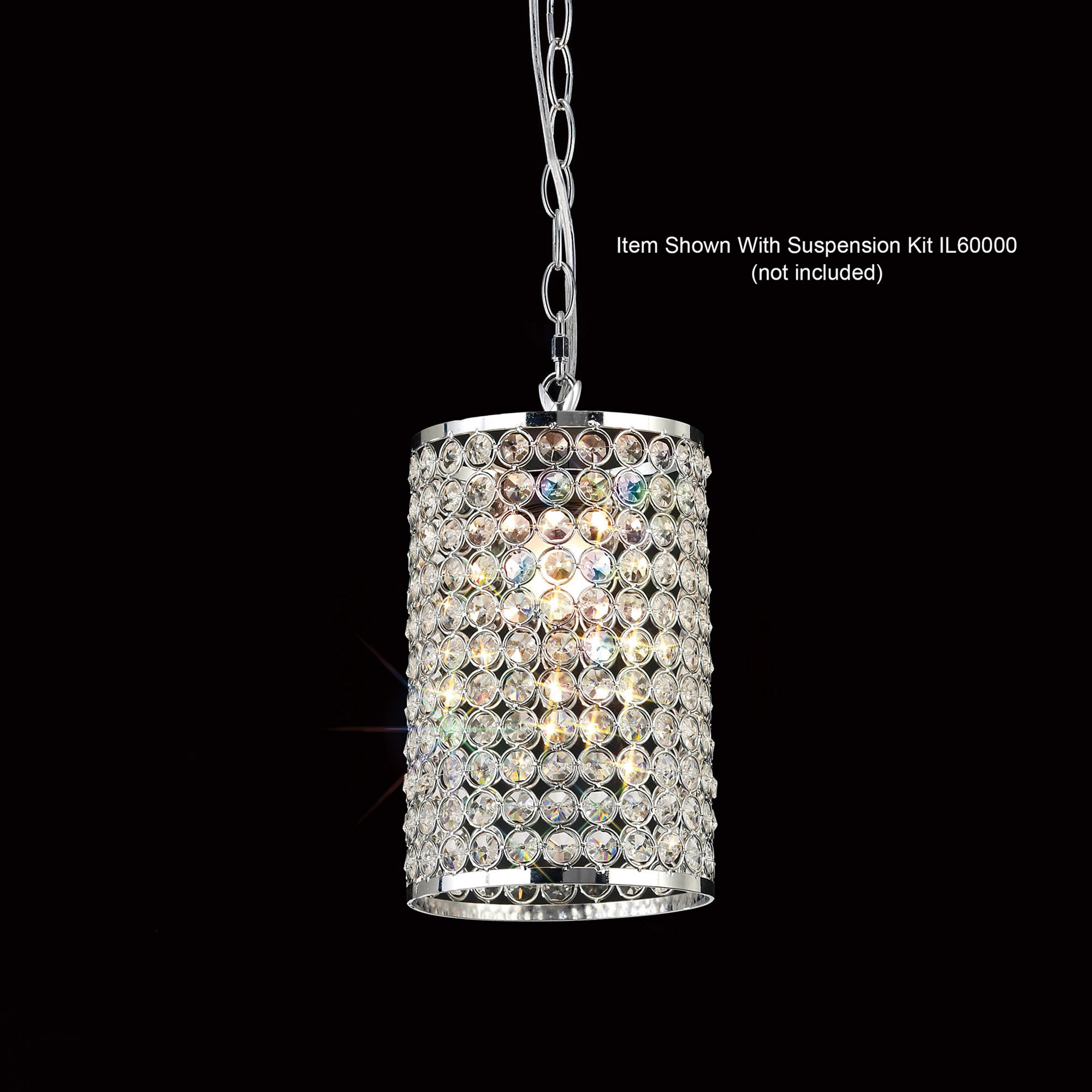 IL60002  Kudo Crystal Cylinder Non-Electric SHADE ONLY Polished Chrome